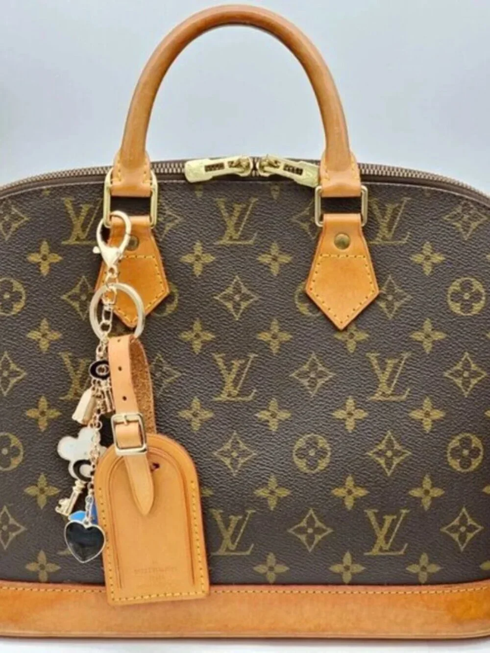 Authentic Louis Vuitton Luggage Tag with Unbranded Keycharm, Keychain